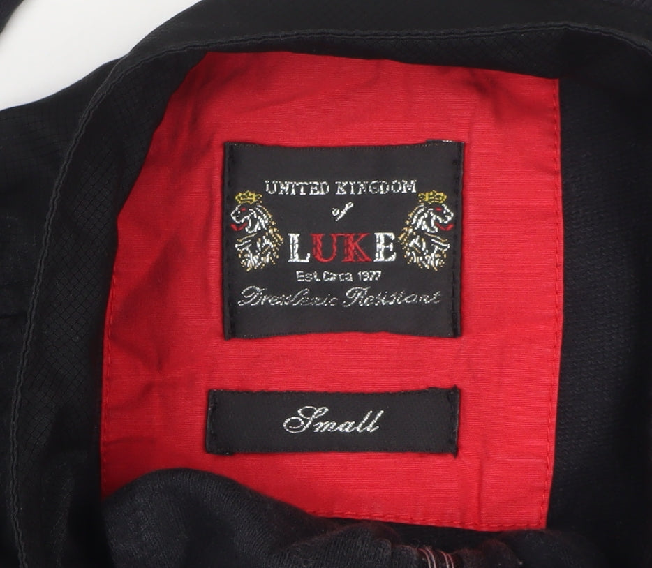 Luke Men’s Black Small Bomber Jacket Full Zip Embroidered Logo