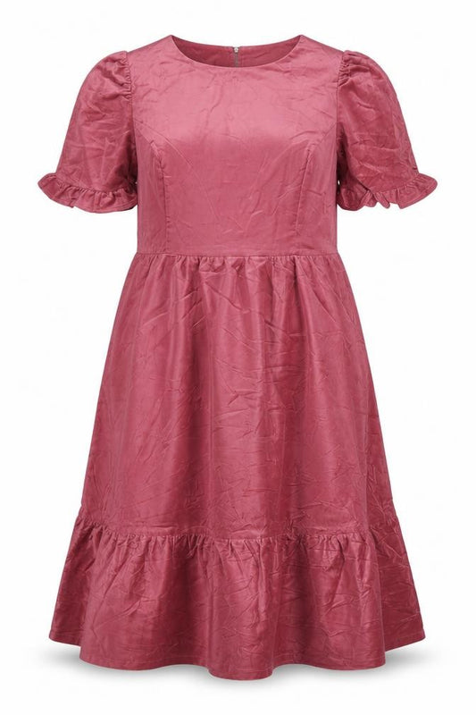 Thought Women’s Pink Size 18 Organic Cotton Velour Ruffle A-Line Dress