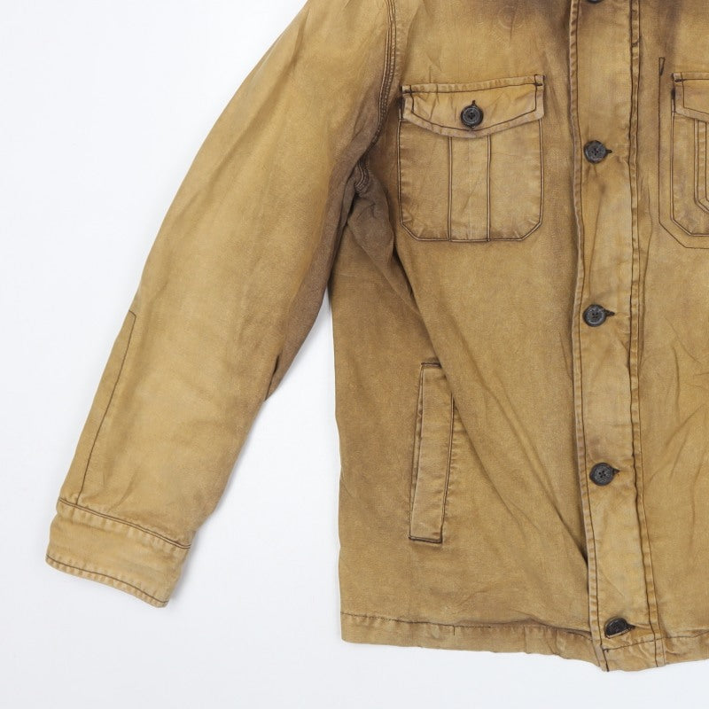 Rocha John Rocha Men's Brown M Military Cotton Button Jacket Pockets