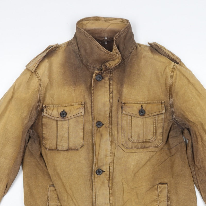 Rocha John Rocha Men's Brown M Military Cotton Button Jacket Pockets