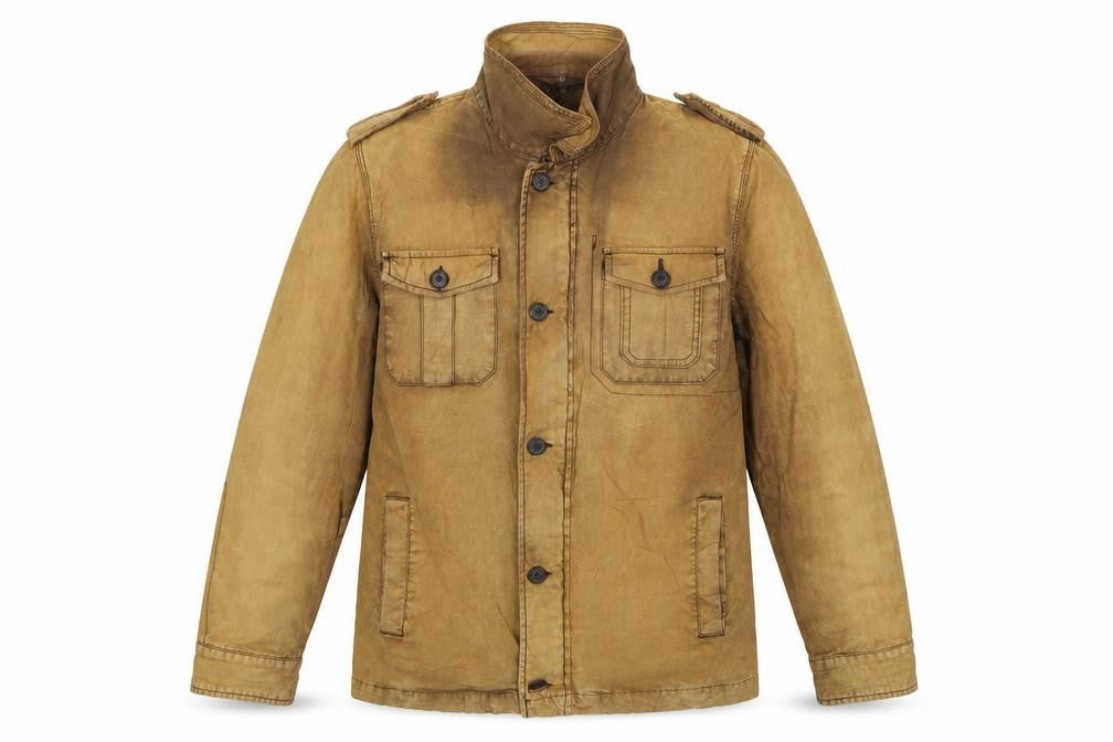 Rocha John Rocha Men's Brown M Military Cotton Button Jacket Pockets