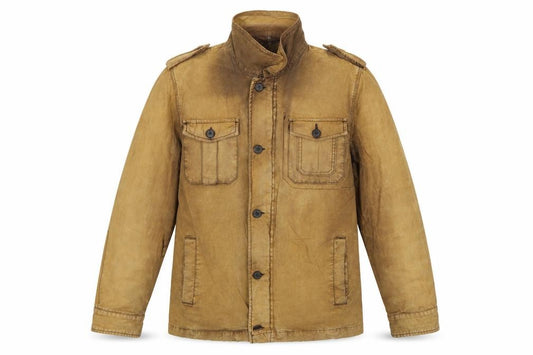 Rocha John Rocha Men's Brown M Military Cotton Button Jacket Pockets