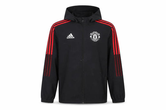 Adidas Boys Black Manchester United Hooded Windbreaker Jacket UK 13-14Y