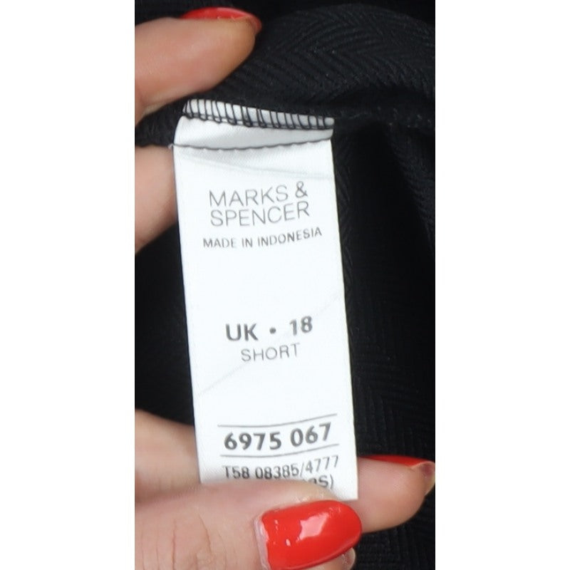 Marks & Spencer Women Black UK 18 Short Straight Work Trousers