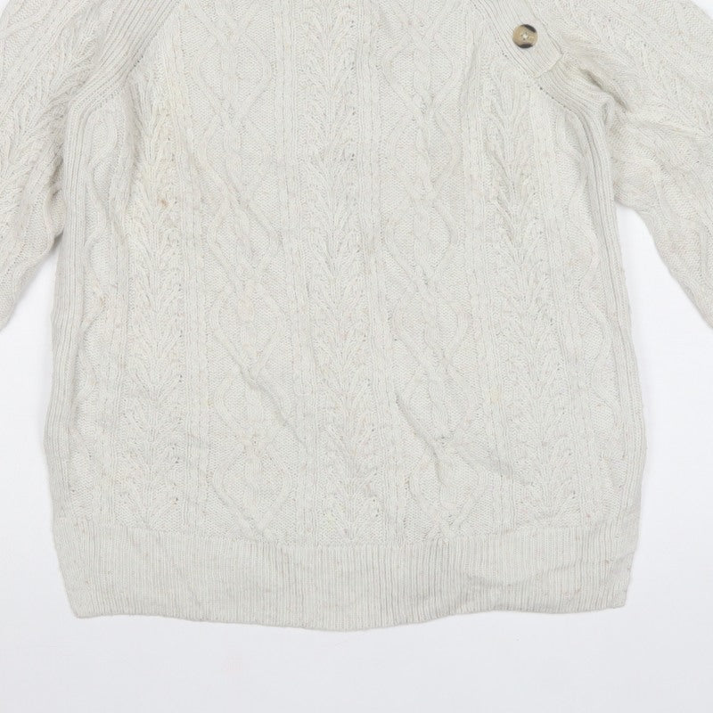 Per Una Women’s Ivory Cable Knit Shoulder Button Jumper UK 8