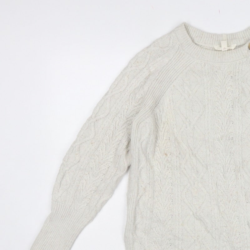 Per Una Women’s Ivory Cable Knit Shoulder Button Jumper UK 8