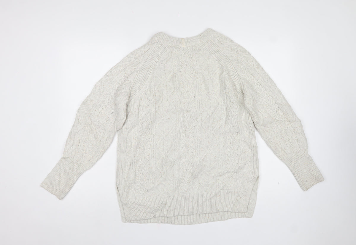 Per Una Women’s Ivory Cable Knit Shoulder Button Jumper UK 8