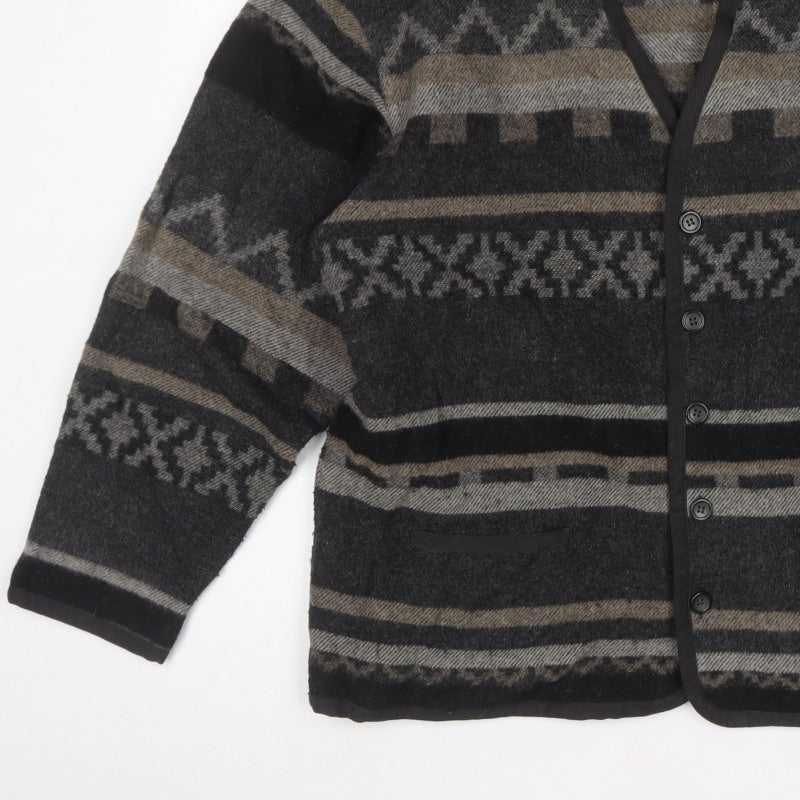 Rodrigo Men’s Black Aztec Geometric Knit Button Cardigan Size L