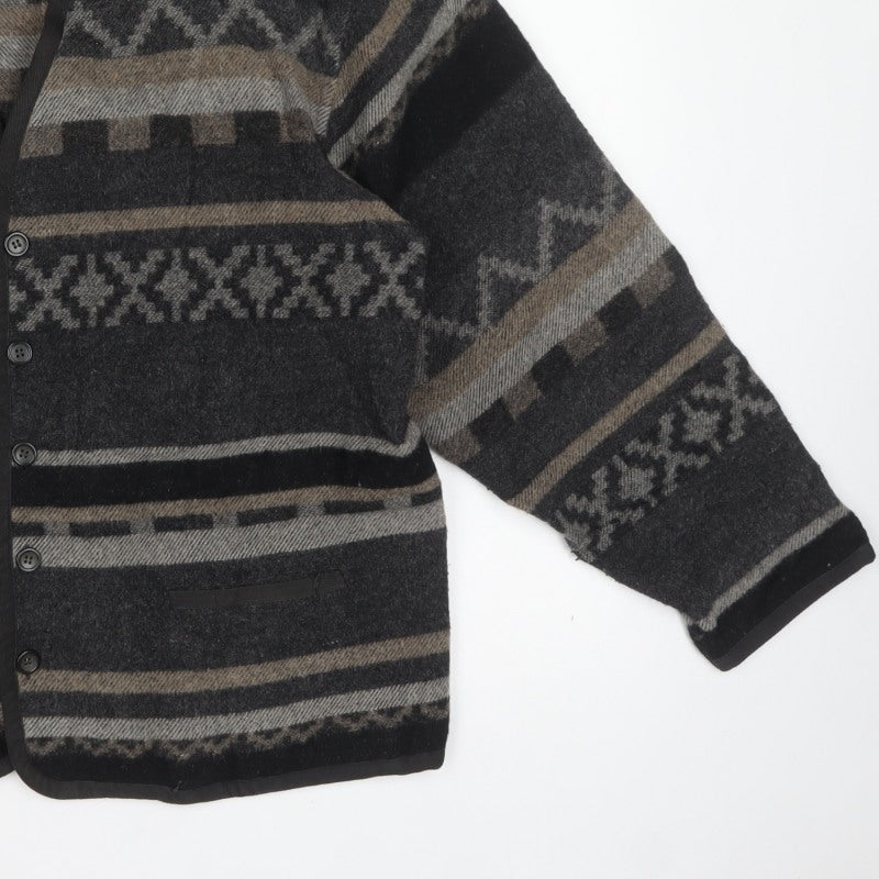 Rodrigo Men’s Black Aztec Geometric Knit Button Cardigan Size L