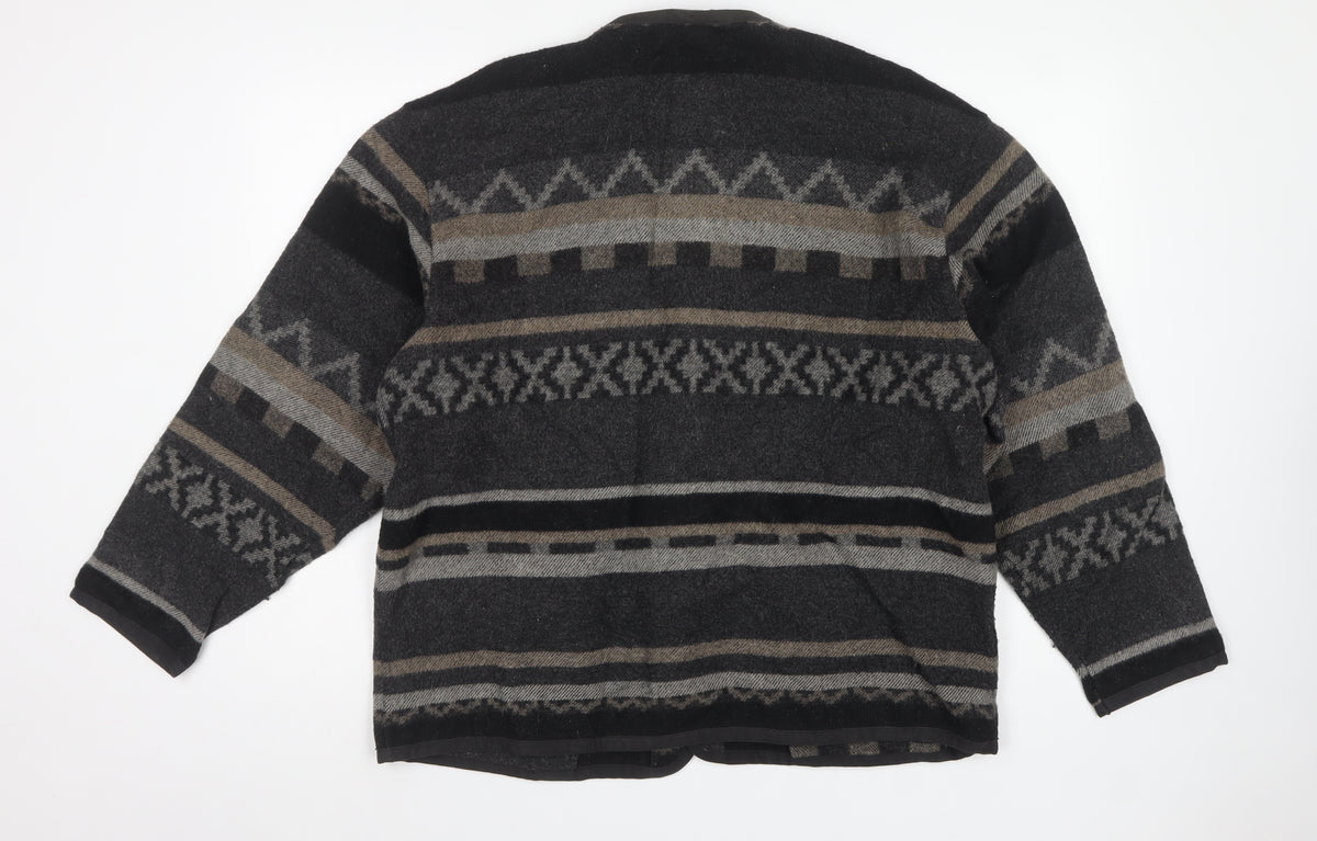 Rodrigo Men’s Black Aztec Geometric Knit Button Cardigan Size L