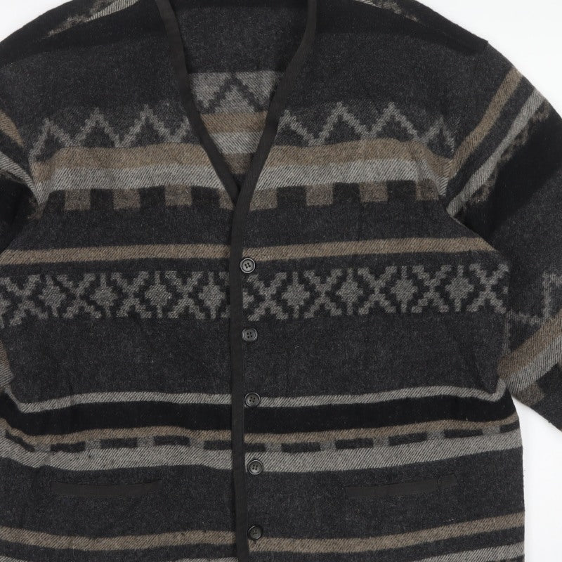 Rodrigo Men’s Black Aztec Geometric Knit Button Cardigan Size L