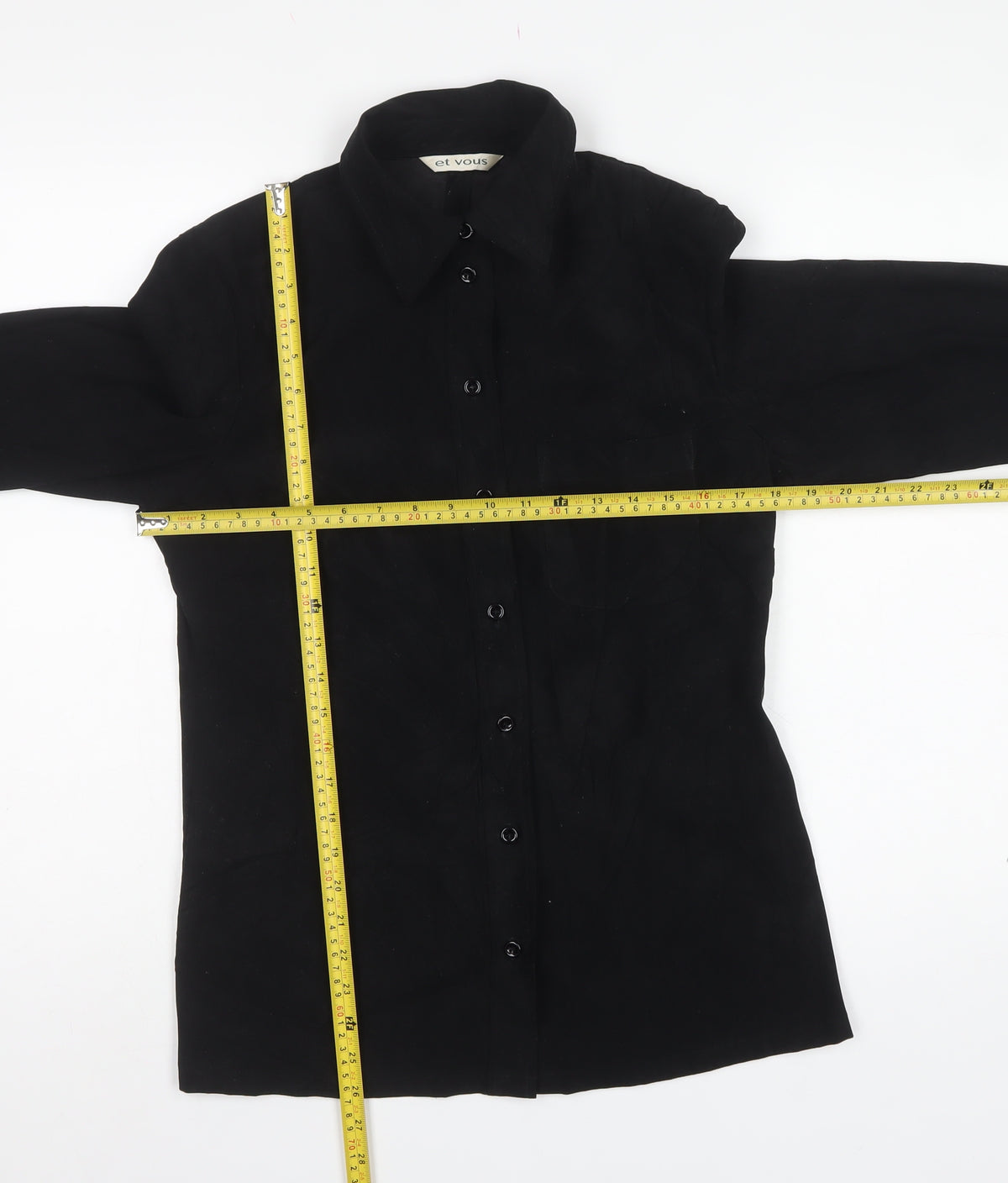 Et Vous Women’s Black UK 12 Slim Fit Button-Up Collared Shirt