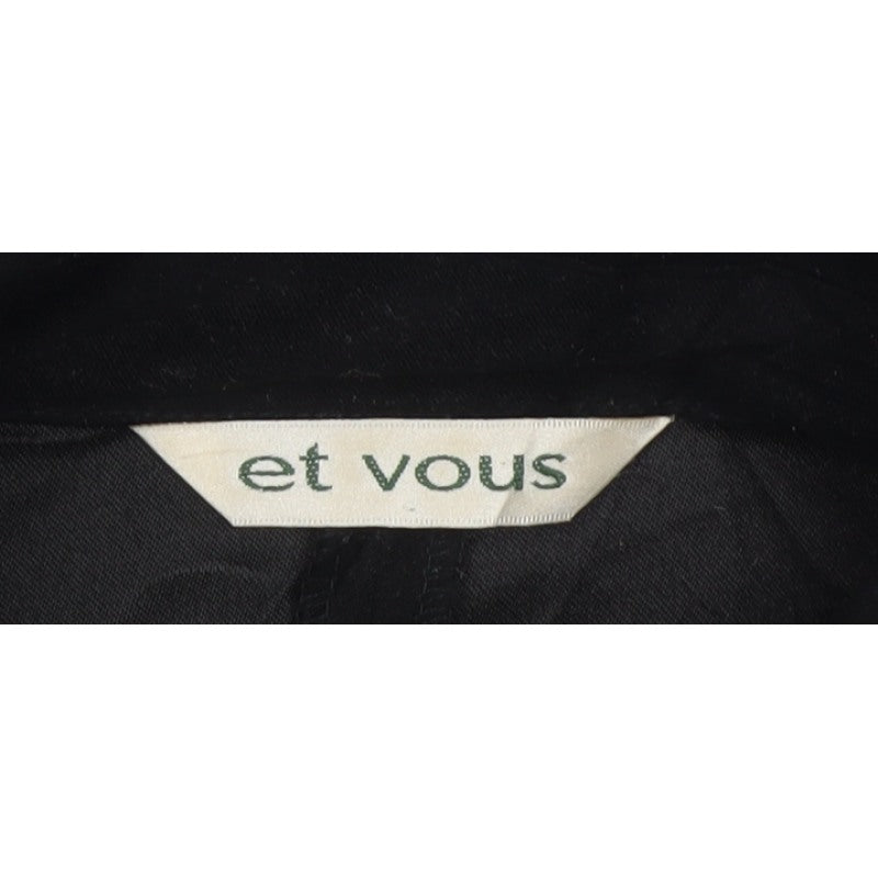 Et Vous Women’s Black UK 12 Slim Fit Button-Up Collared Shirt