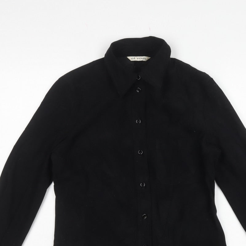 Et Vous Women’s Black UK 12 Slim Fit Button-Up Collared Shirt