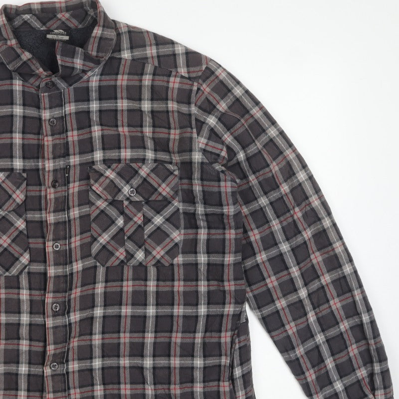 Trespass Men Grey XL Plaid Fleece Lined Basic Jacket
