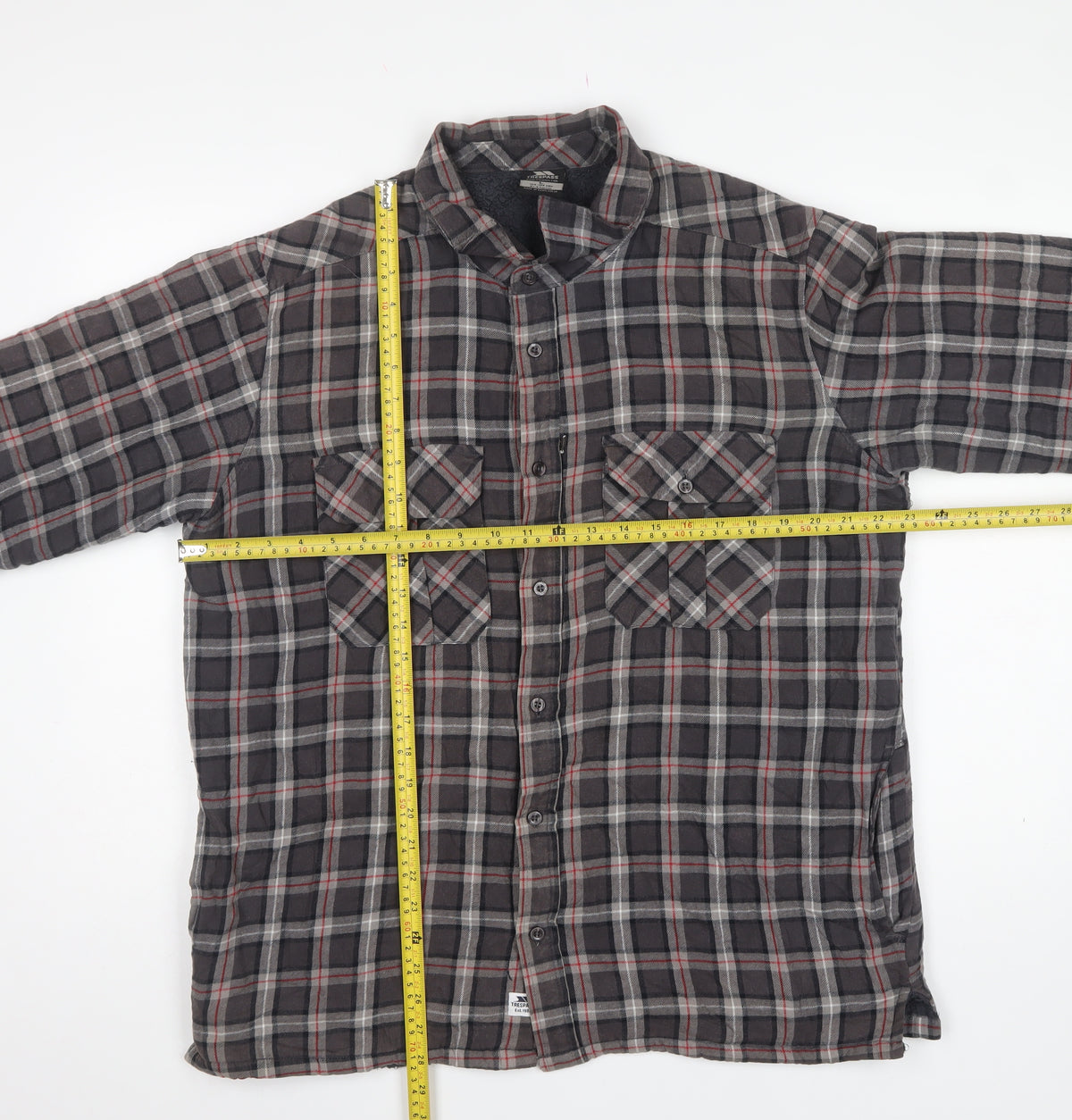 Trespass Men Grey XL Plaid Fleece Lined Basic Jacket