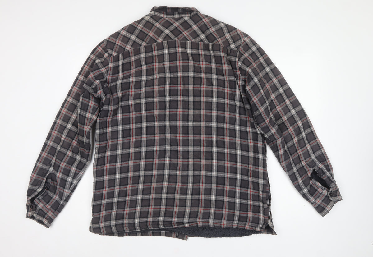 Trespass Men Grey XL Plaid Fleece Lined Basic Jacket