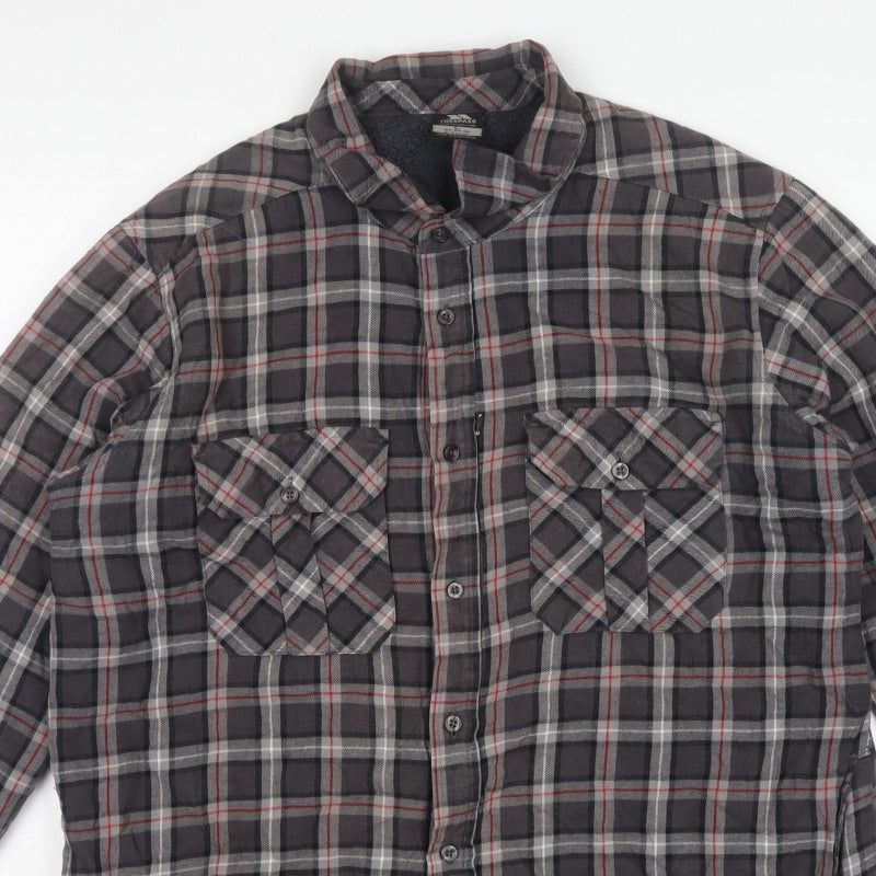Trespass Men Grey XL Plaid Fleece Lined Basic Jacket
