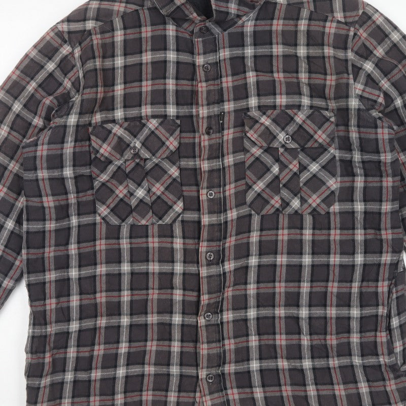 Trespass Men Grey XL Plaid Fleece Lined Basic Jacket
