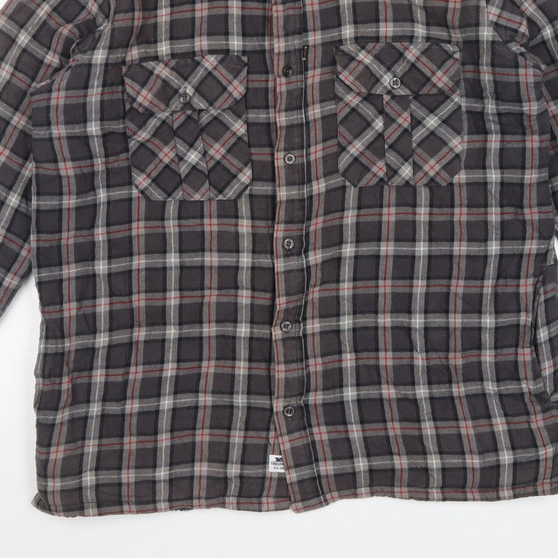 Trespass Men Grey XL Plaid Fleece Lined Basic Jacket