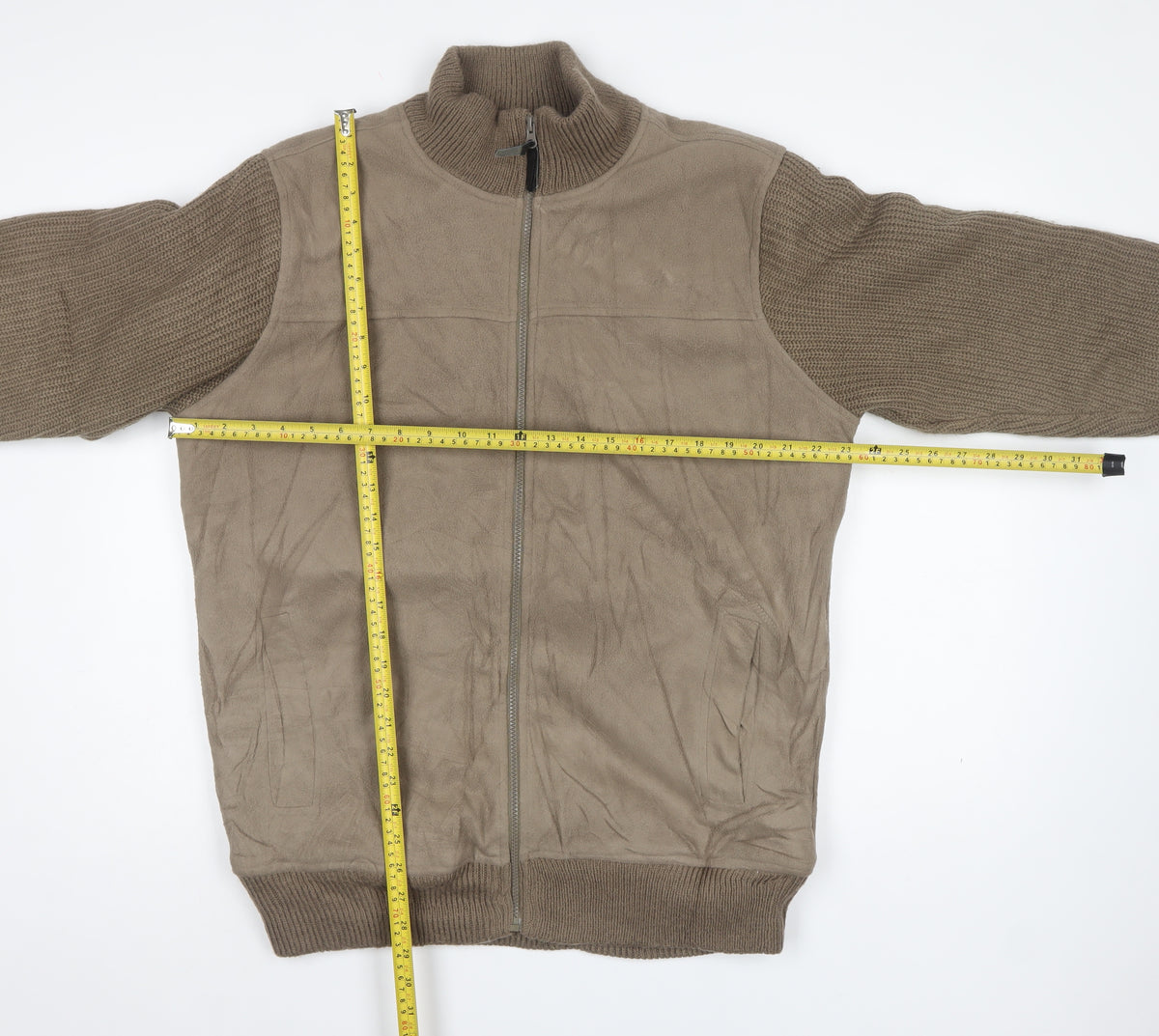 James Pringle Men’s Brown M Full Zip Knit Sleeve Basic Jacket