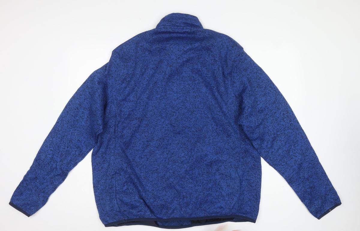 Chaps Men Blue 2XL Quarter Zip Fleece Pullover Sweatshirt Logo