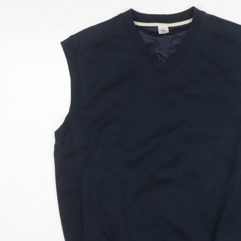 Crane Men's Blue Large V-Neck Lined Knit Sweater Vest