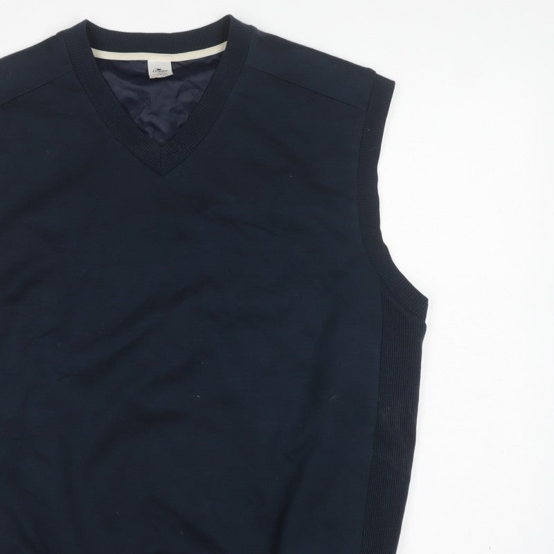 Crane Men's Blue Large V-Neck Lined Knit Sweater Vest