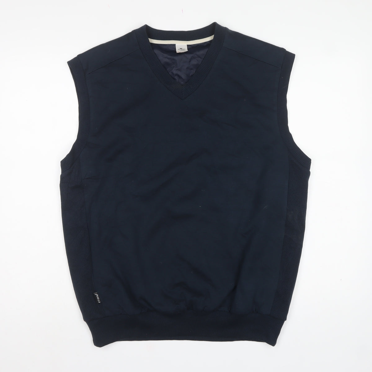 Crane Men's Blue Large V-Neck Lined Knit Sweater Vest