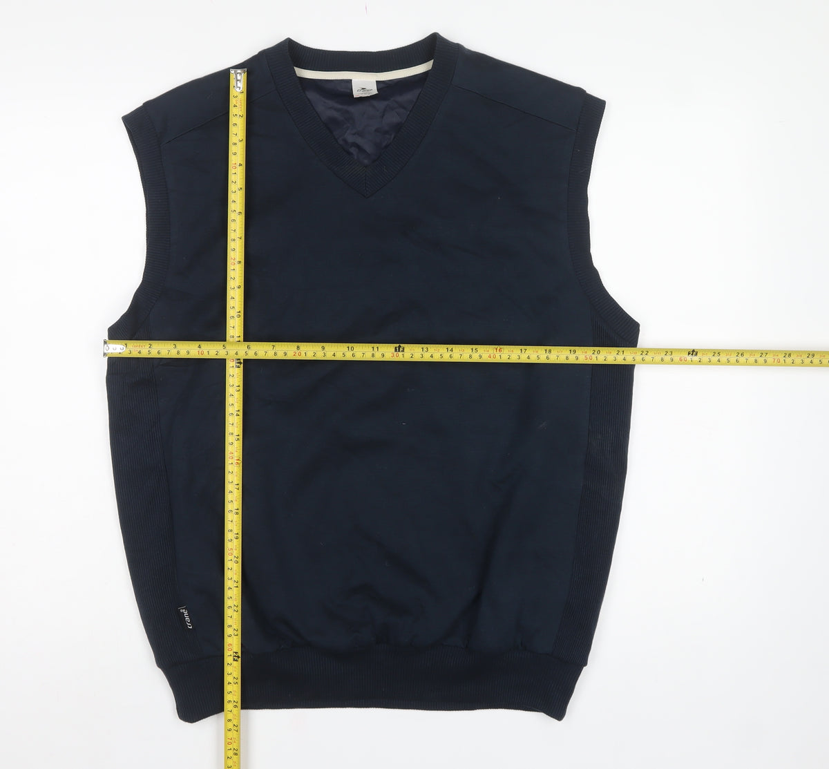 Crane Men's Blue Large V-Neck Lined Knit Sweater Vest