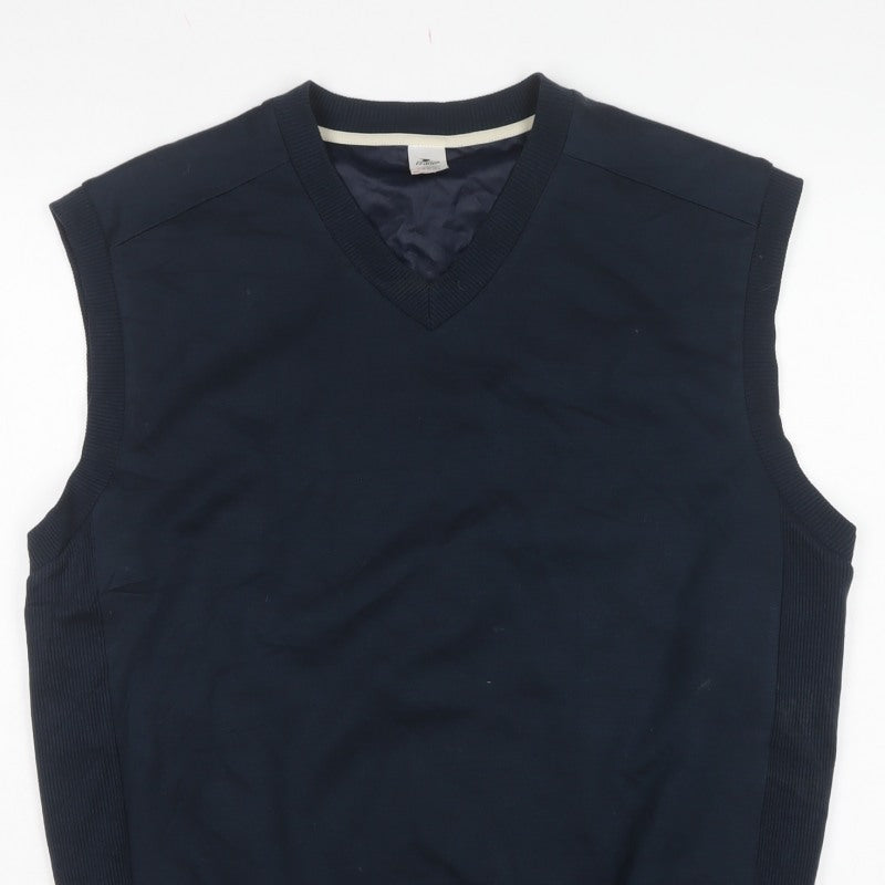 Crane Men's Blue Large V-Neck Lined Knit Sweater Vest