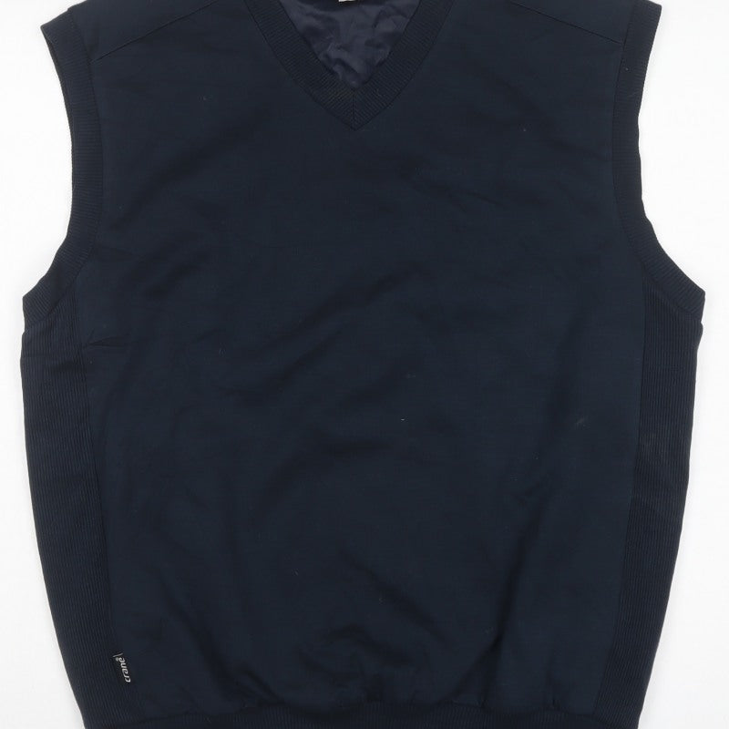 Crane Men's Blue Large V-Neck Lined Knit Sweater Vest