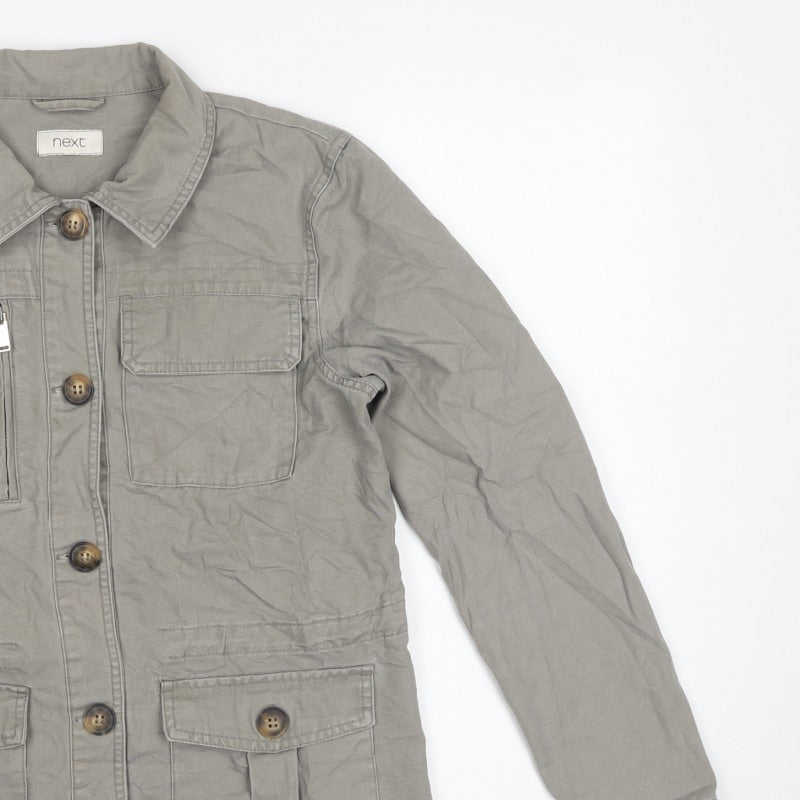 Next Women’s Grey UK 10 Cotton Military Utility Jacket Pockets