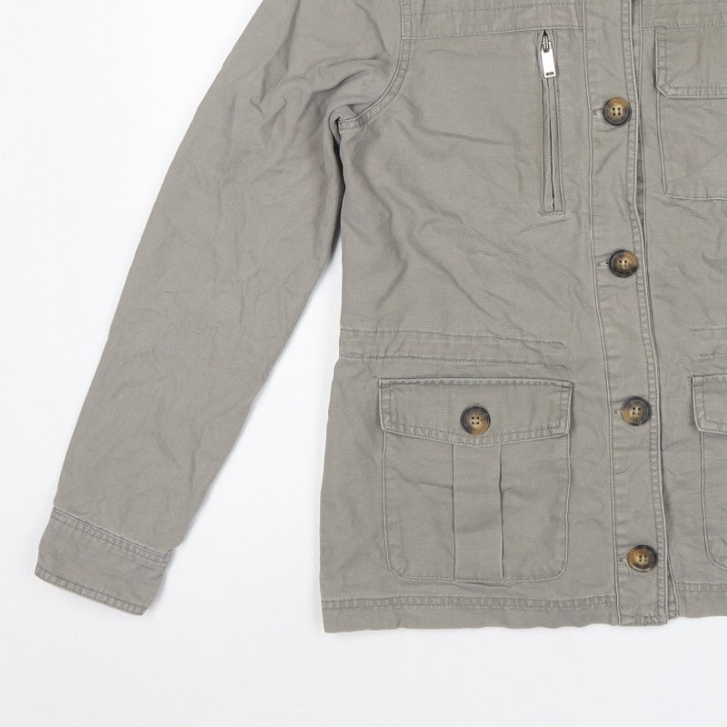 Next Women’s Grey UK 10 Cotton Military Utility Jacket Pockets