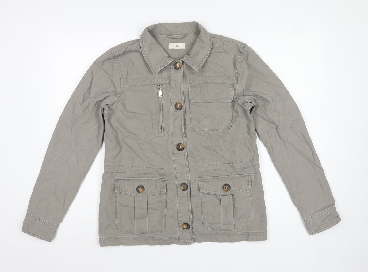 Next Women’s Grey UK 10 Cotton Military Utility Jacket Pockets