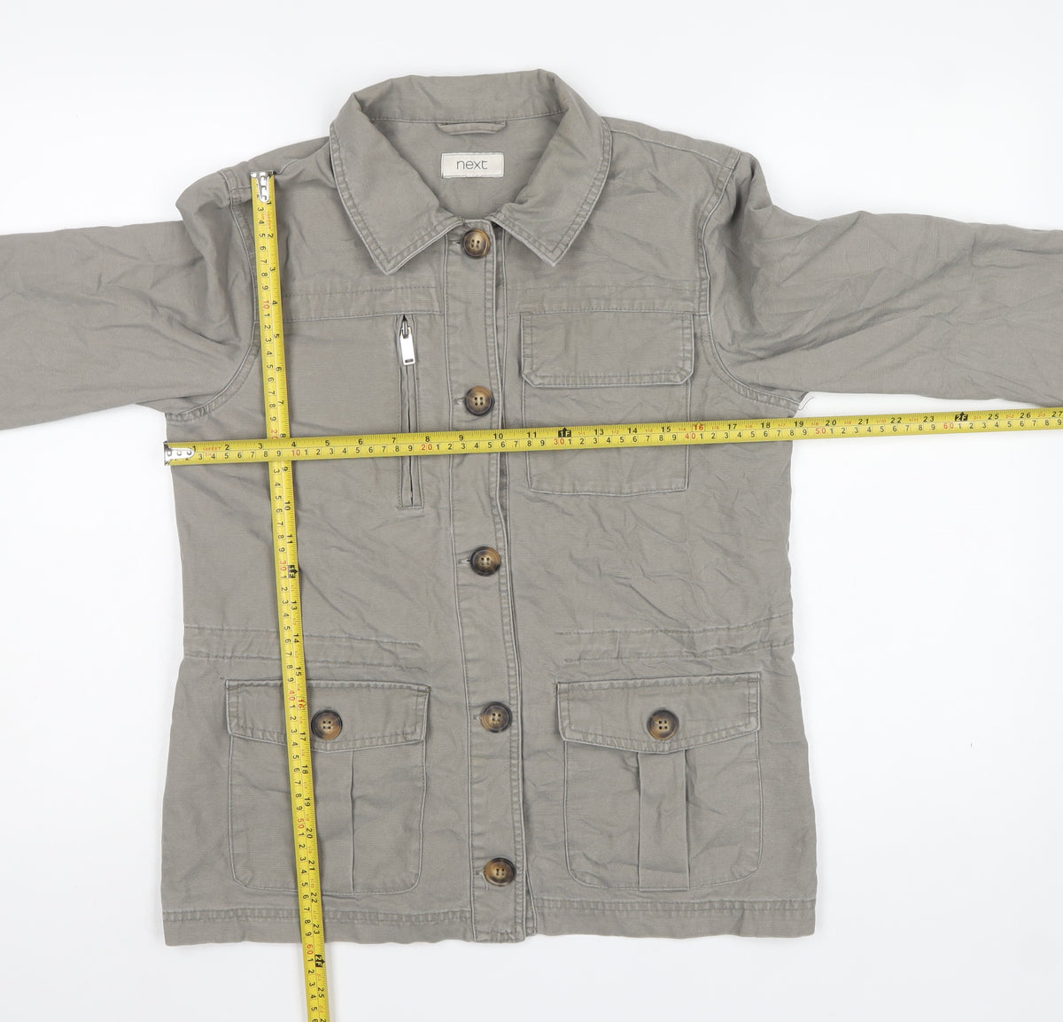 Next Women’s Grey UK 10 Cotton Military Utility Jacket Pockets