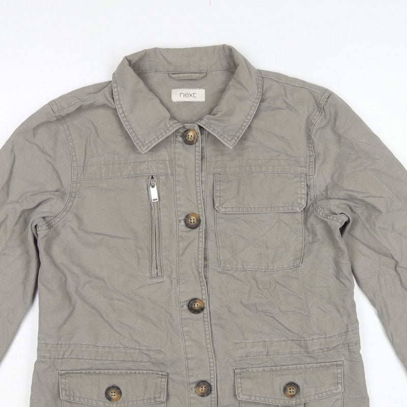 Next Women’s Grey UK 10 Cotton Military Utility Jacket Pockets