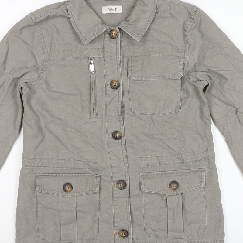 Next Women’s Grey UK 10 Cotton Military Utility Jacket Pockets