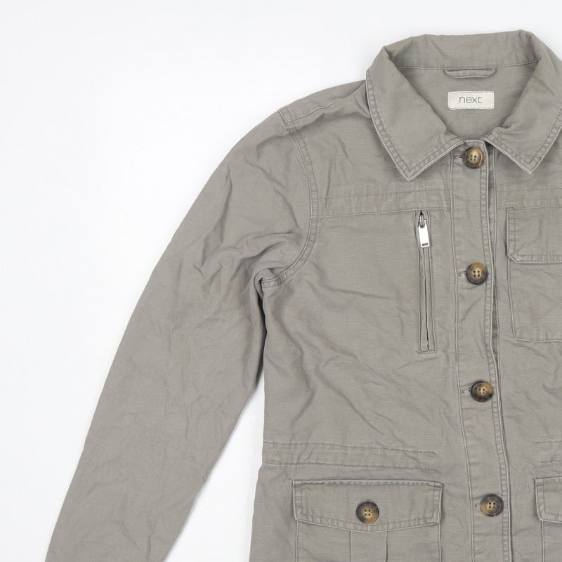 Next Women’s Grey UK 10 Cotton Military Utility Jacket Pockets