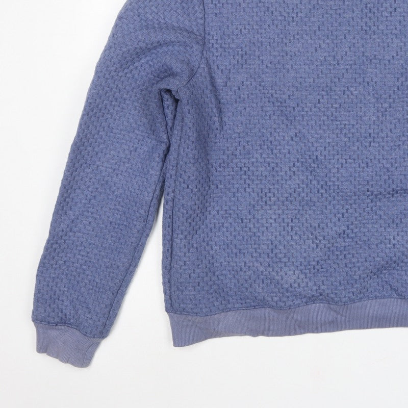 HYMN Men’s Blue XL Geometric Textured Crew Neck Pullover Sweatshirt