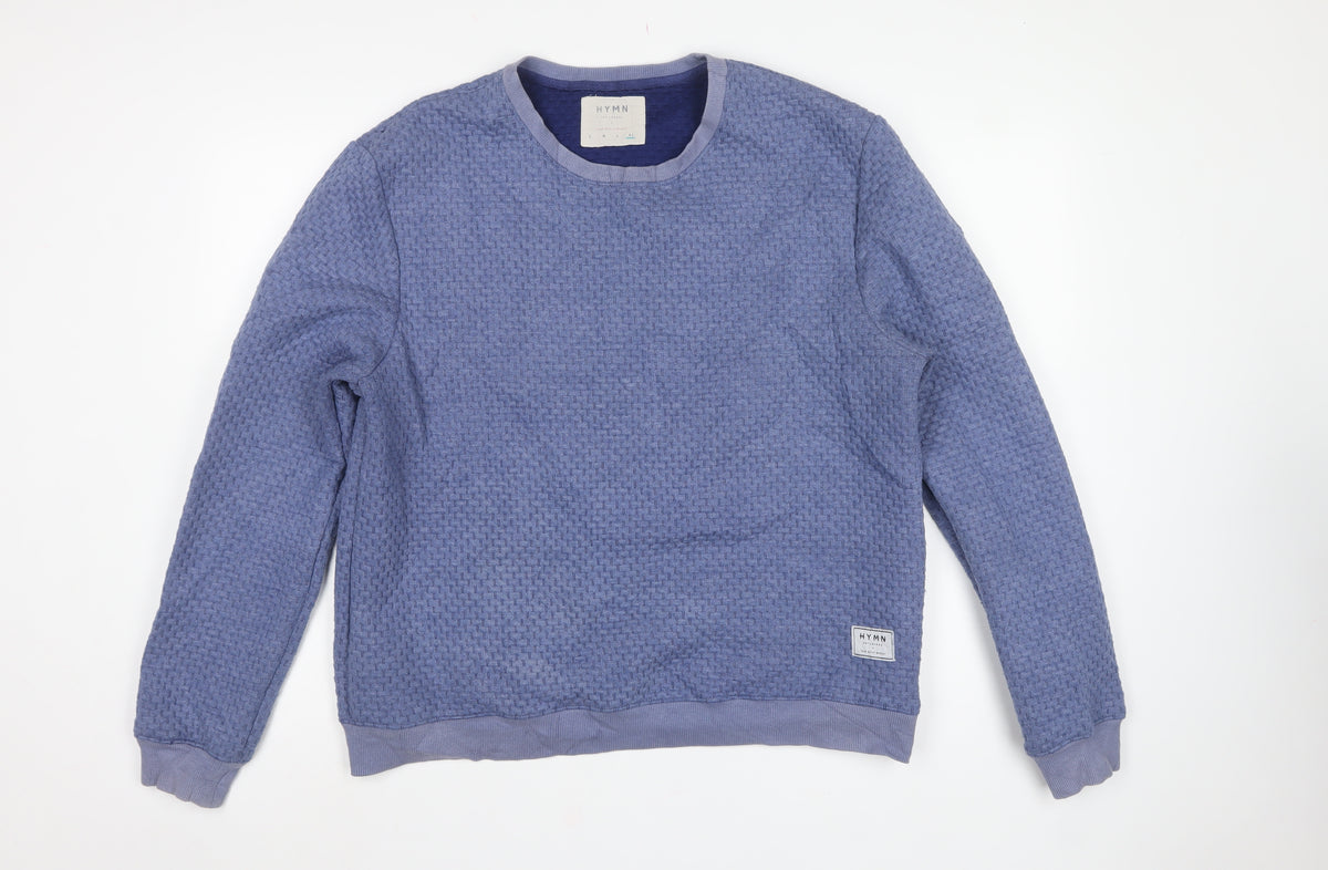 HYMN Men’s Blue XL Geometric Textured Crew Neck Pullover Sweatshirt