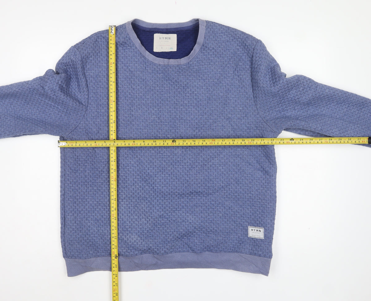 HYMN Men’s Blue XL Geometric Textured Crew Neck Pullover Sweatshirt