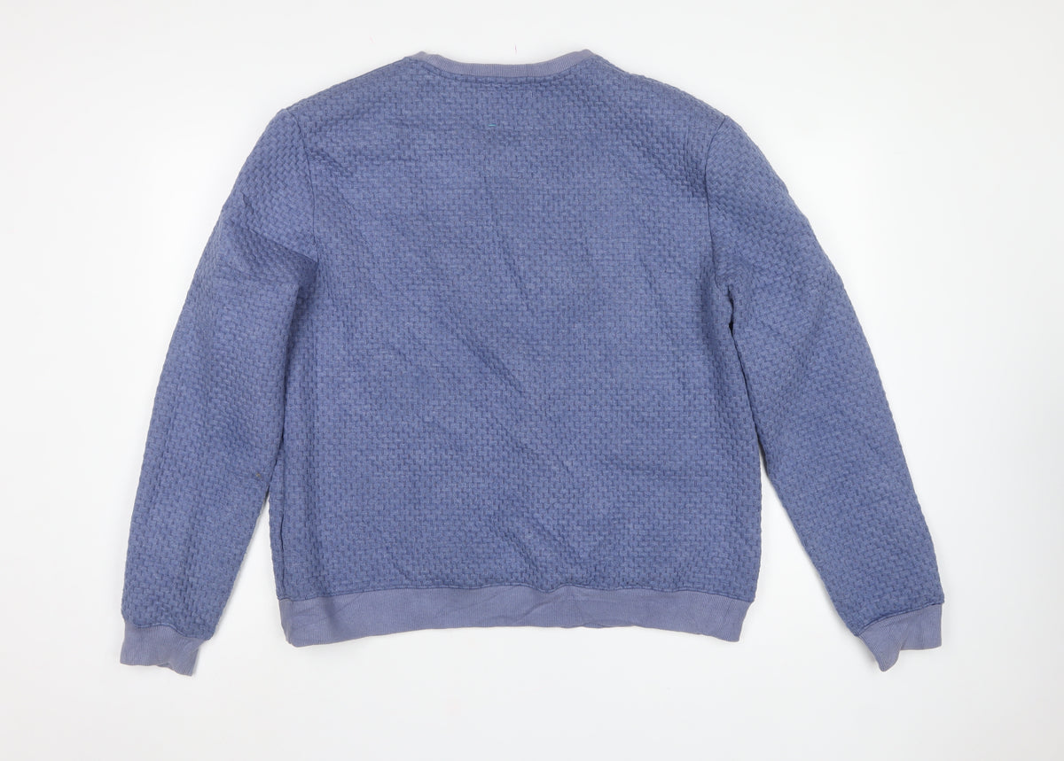 HYMN Men’s Blue XL Geometric Textured Crew Neck Pullover Sweatshirt