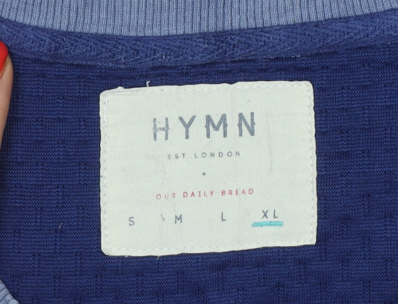 HYMN Men’s Blue XL Geometric Textured Crew Neck Pullover Sweatshirt