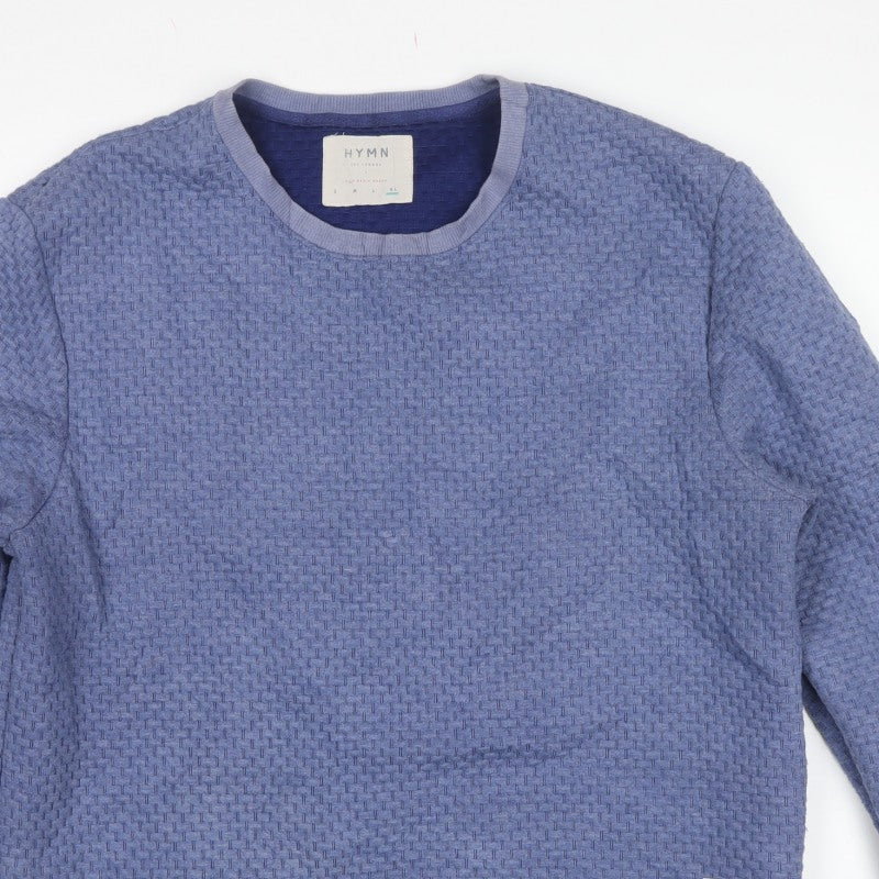 HYMN Men’s Blue XL Geometric Textured Crew Neck Pullover Sweatshirt