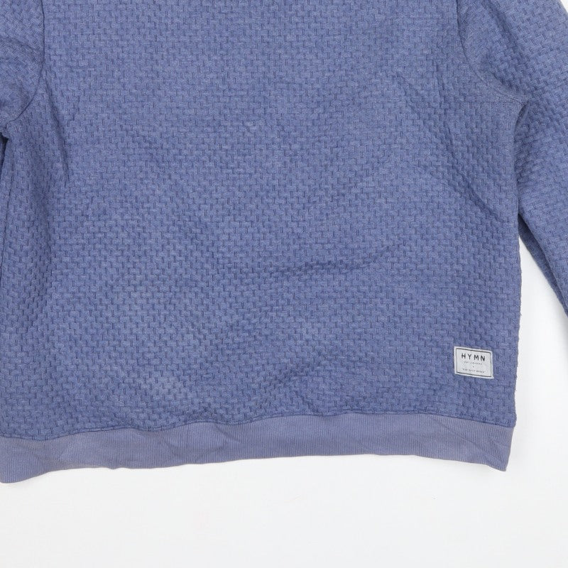 HYMN Men’s Blue XL Geometric Textured Crew Neck Pullover Sweatshirt