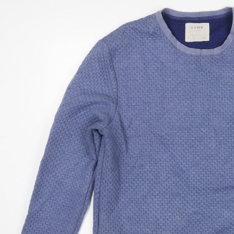 HYMN Men’s Blue XL Geometric Textured Crew Neck Pullover Sweatshirt
