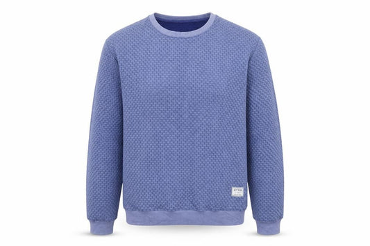 HYMN Men’s Blue XL Geometric Textured Crew Neck Pullover Sweatshirt