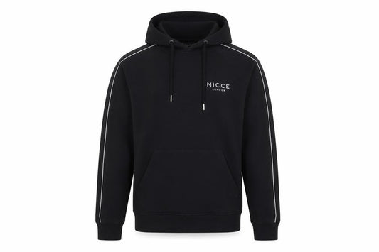 Nicce London Men’s Black S Pullover Hoodie Logo Piped Cotton Blend