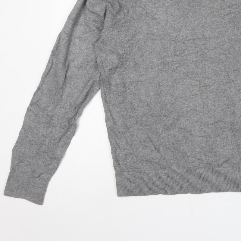 Tommy Hilfiger Men’s Grey 2XL V-Neck Cotton Logo Pullover Jumper
